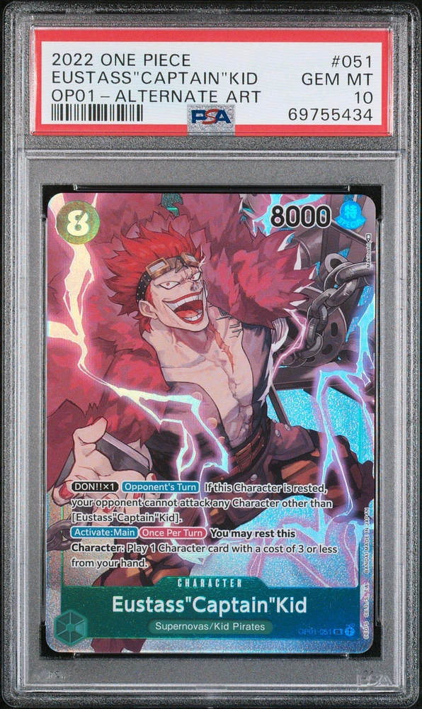 2022 One Piece Romance Dawn 051 Eustass "captain" Kid Alternate Art PSA 10