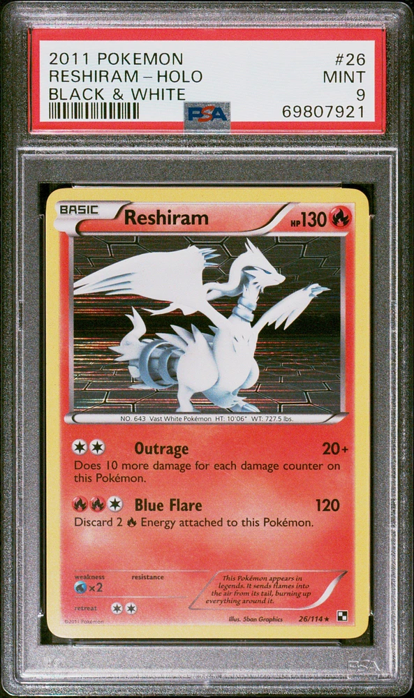 2011 Pokemon Black & White 26 Reshiram-holo PSA 9