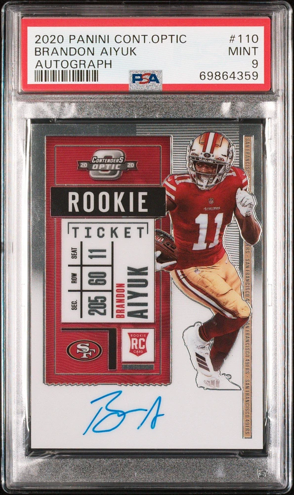 2020 Panini Contenders Optic 110 Brandon Aiyuk Autograph PSA 9