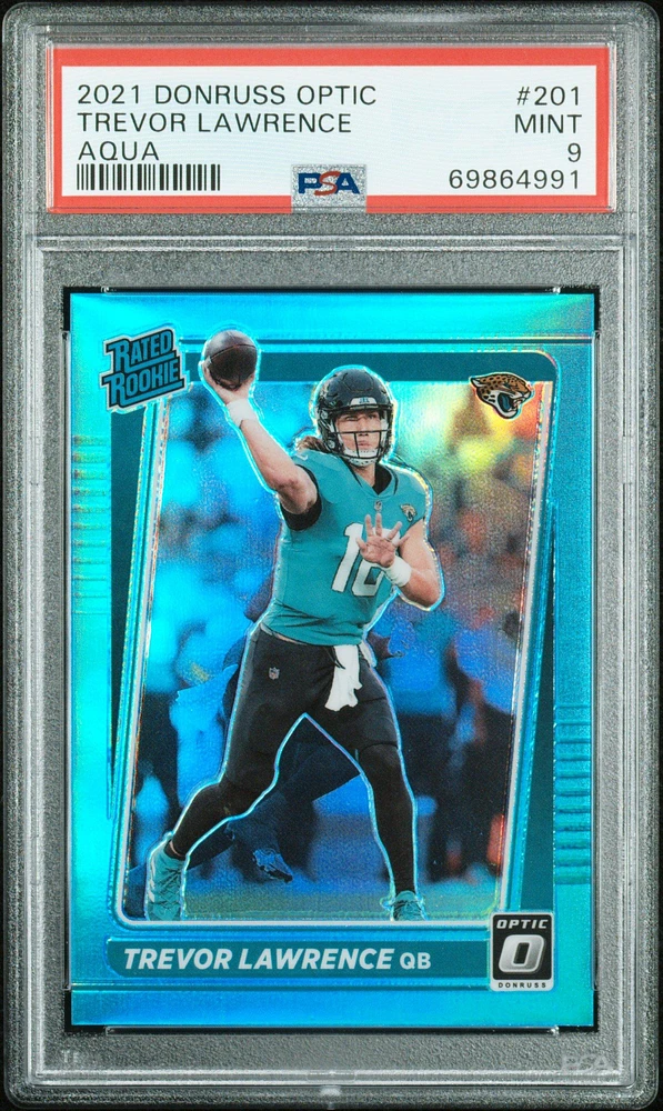 2021 Panini Donruss Optic 201 Trevor Lawrence Aqua PSA