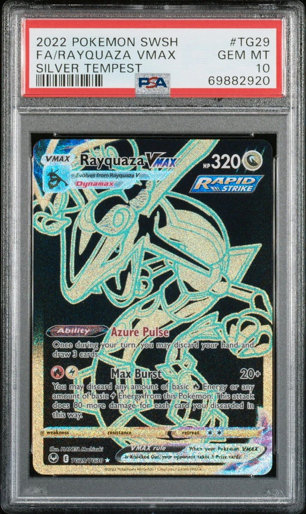 2022 Pokemon Sword & Shield Silver Tempest Tg29 Fa/rayquaza Vmax PSA