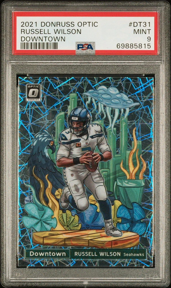 2021 Panini Donruss Optic Downtown Dt31 Russell Wilson PSA 9