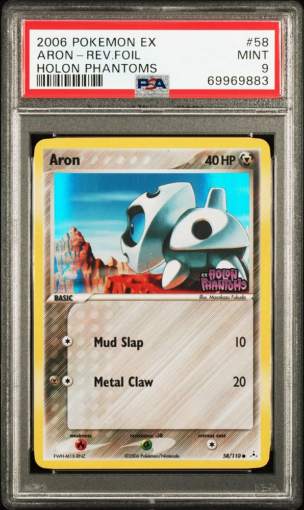 2006 Pokemon Ex Holon Phantoms 58 Aron-reverse Foil PSA 9