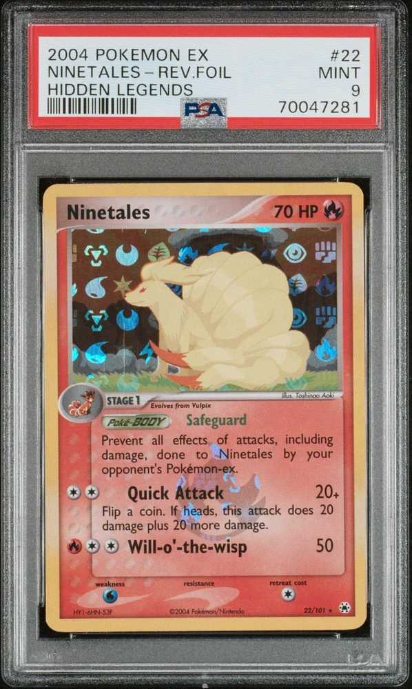 2004 Pokemon Ex Hidden Legends 22 Ninetales-reverse Foil PSA 9