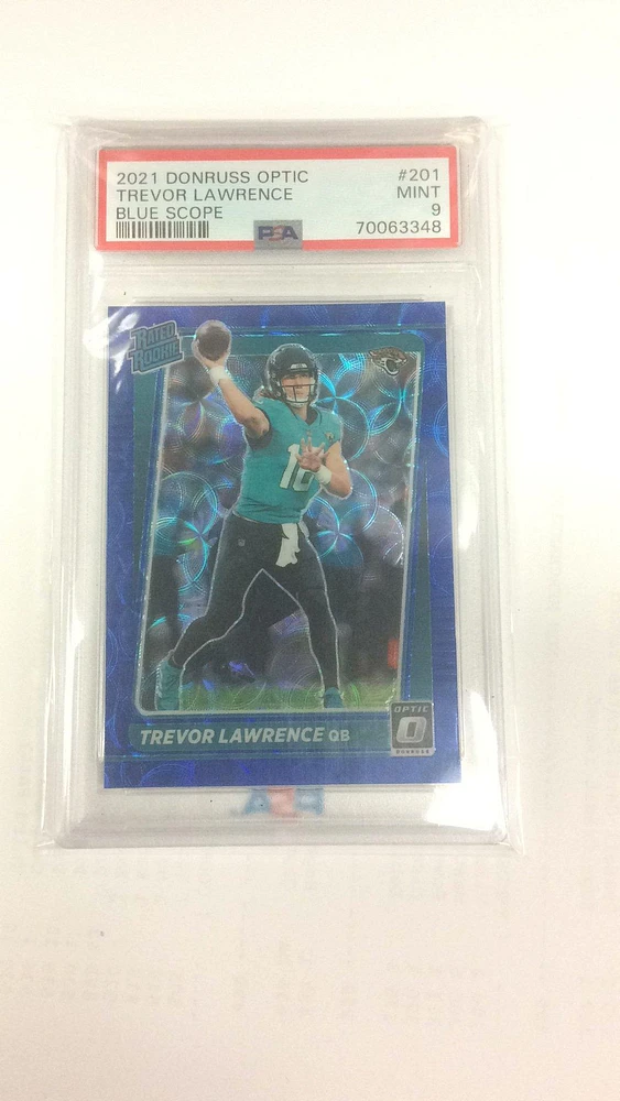2021 Panini Donruss Optic 201 Trevor Lawrence Blue Scope PSA