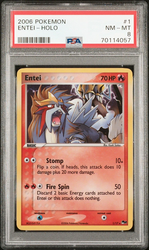 2006 Pokemon Pop Series 2 1 Entei-holo PSA 8