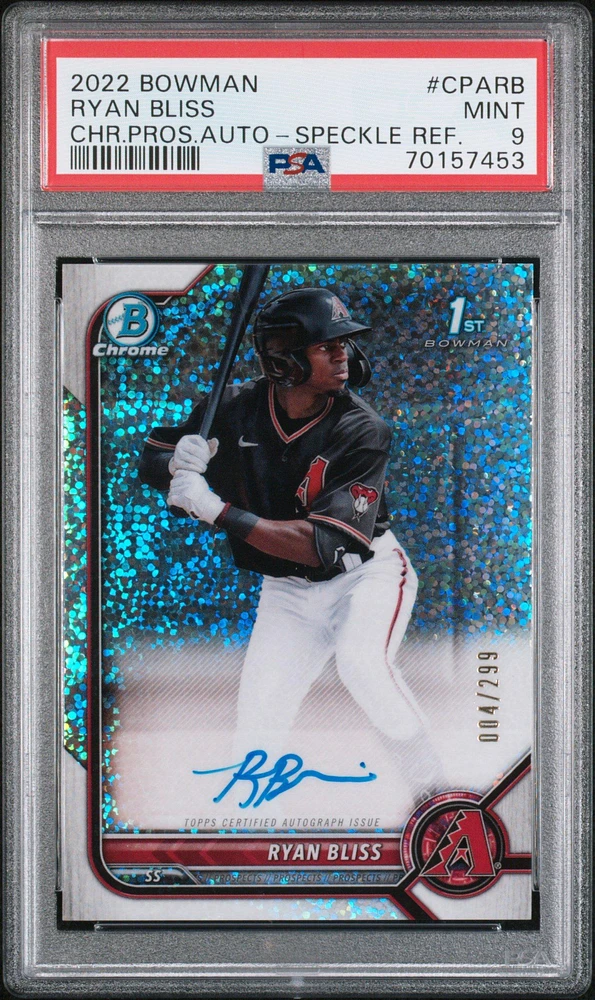2022 Bowman Chrome Prospect Autographs Cparb Ryan Bliss PSA 9