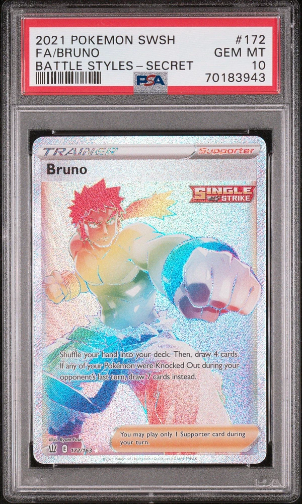 2021 Pokemon Sword & Shield Battle Styles 172 Full Art/bruno Secret PSA 10