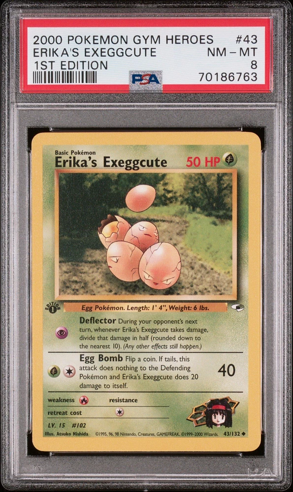 2000 Pokemon Gym Heroes 43 Erika's Exeggcute PSA 8