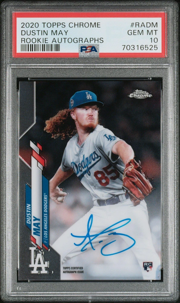 2020 Topps Chrome Rookie Autographs Radm Dustin May PSA 10
