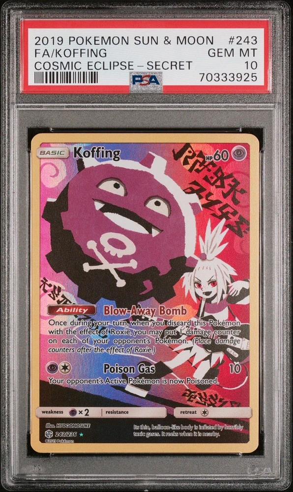2019 Pokemon Sun & Moon Cosmic Eclipse 243 Fa/koffing PSA 10