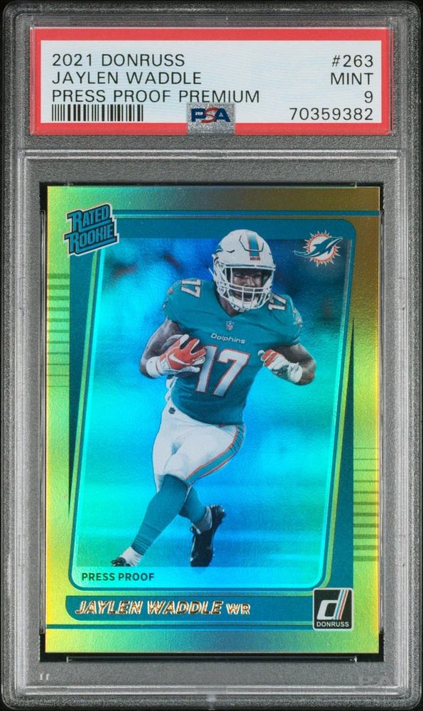 2021 Panini Donruss 263 Jaylen Waddle Press Proof Premium PSA 9