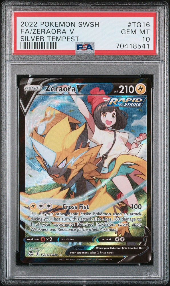2022 Pokemon Sword & Shield Silver Tempest Tg16 Fa/zeraora V PSA 10