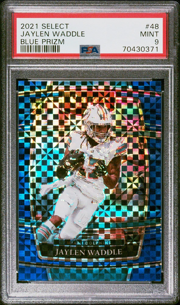 2021 Panini Select 48 Jaylen Waddle Blue Prizm PSA 9