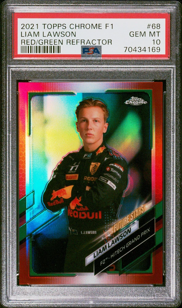 2021 Topps Chrome Formula 1 68 Liam Lawson Red/green Refractor PSA 10