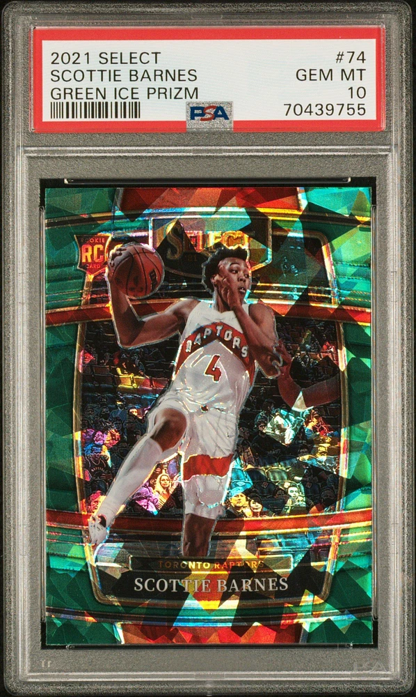 2021 Panini Select 74 Scottie Barnes Green Ice Prizm PSA 10