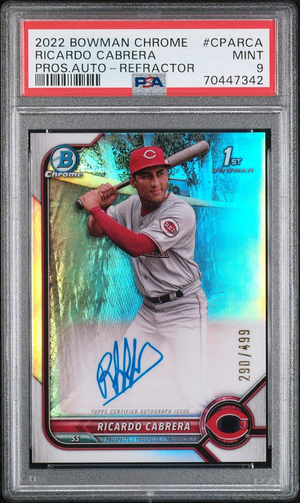 2022 Bowman Chrome Prospect Autographs Cparca Ricardo Cabrera PSA 9