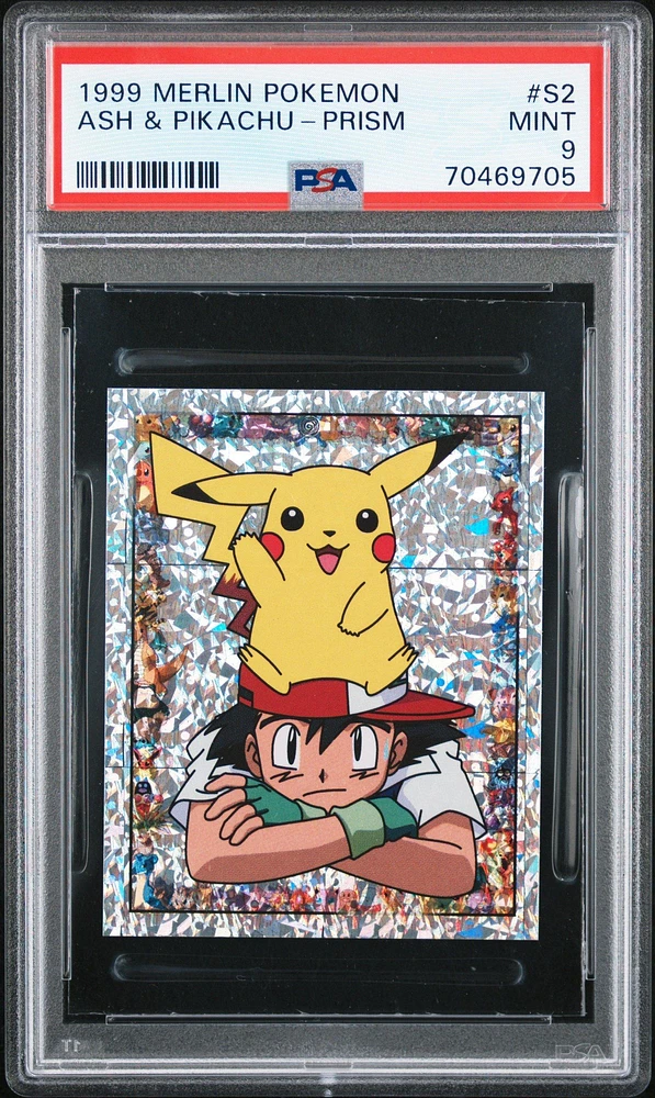 1999 Merlin Pokemon S2 Ash & Pikachu-prism PSA 9