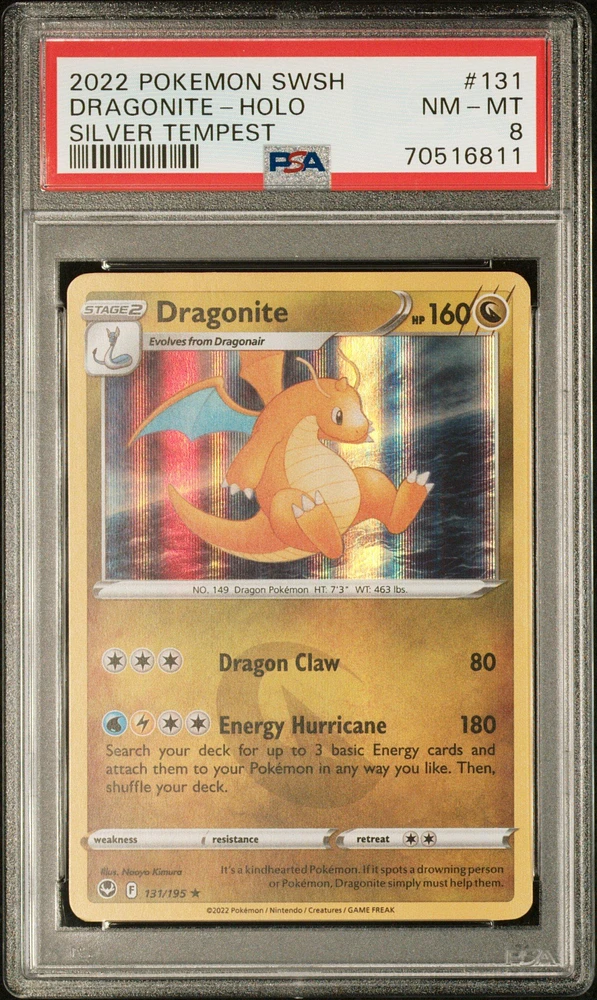 2022 Pokemon Sword & Shield Silver Tempest 131 Dragonite-holo PSA