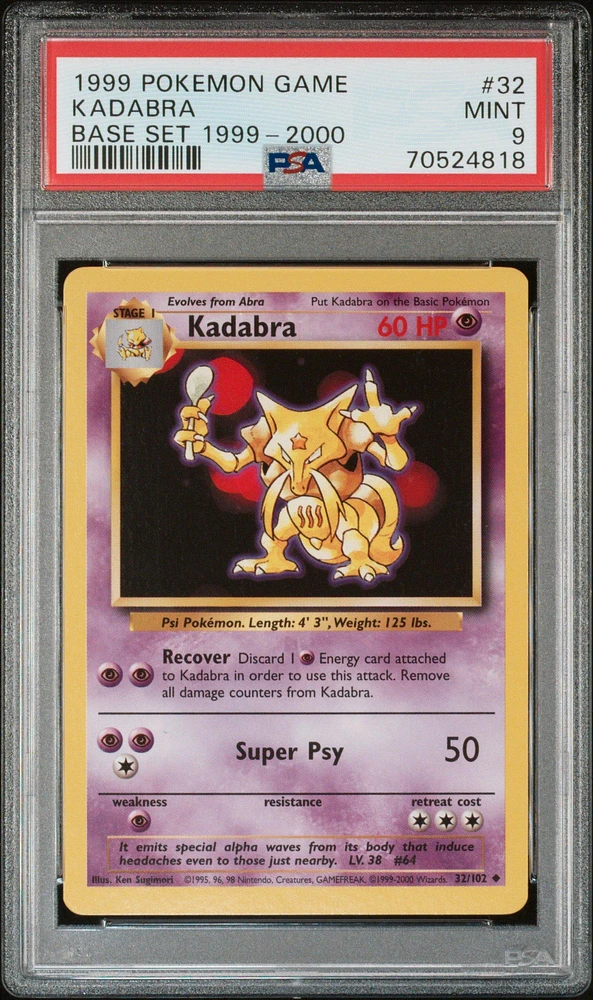 1999 Pokemon Game 32 Kadabra Base Set 1999-2000 PSA