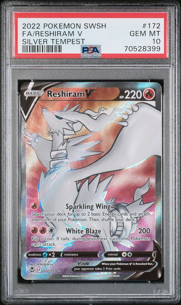 2022 Pokemon Sword & Shield Silver Tempest 172 Fa/reshiram V PSA 10