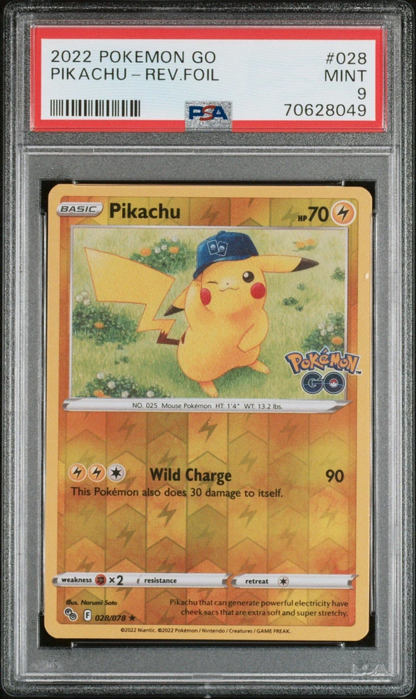 2022 Pokemon Go 028 Pikachu-reverse Foil PSA 9