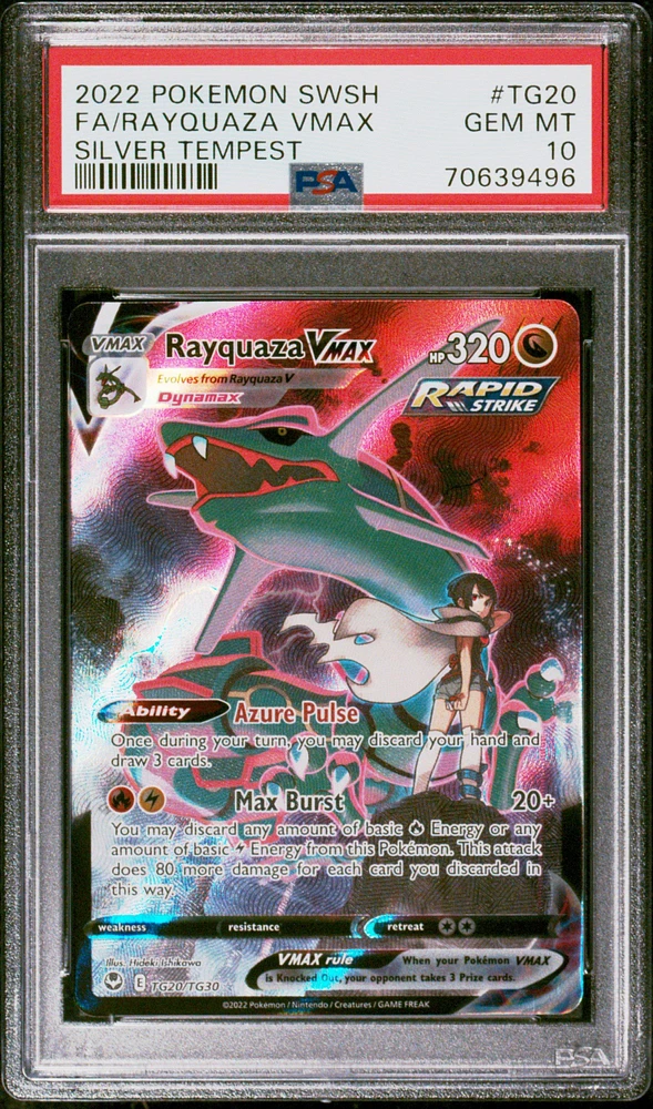 2022 Pokemon Sword & Shield Silver Tempest Tg20 Fa/rayquaza Vmax PSA