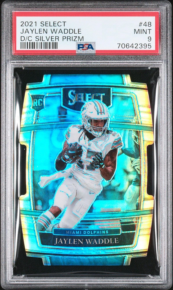 2021 Panini Select 48 Jaylen Waddle Die-cut Silver Prizm PSA 9
