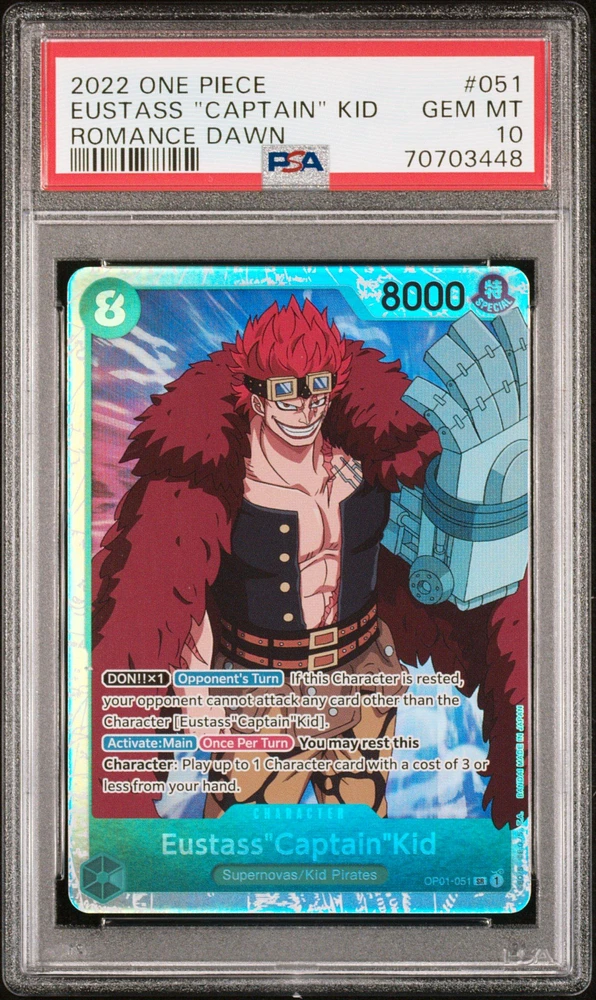 2022 One Piece Romance Dawn 051 Eustass "captain" Kid PSA 10