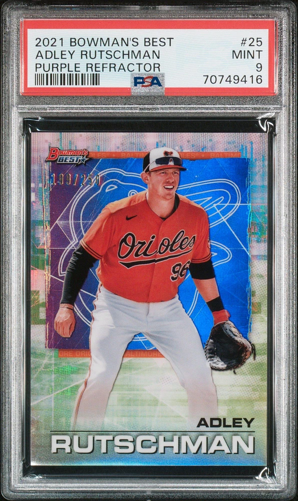 2021 Bowman's Best 25 Adley Rutschman Purple Refractor PSA 9