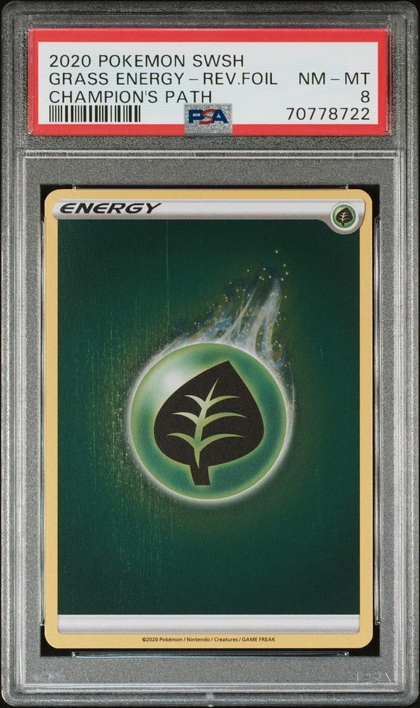 2020 Pokemon Sword & Shield Champion's Path Grass Energy-reverse Foil PSA 8