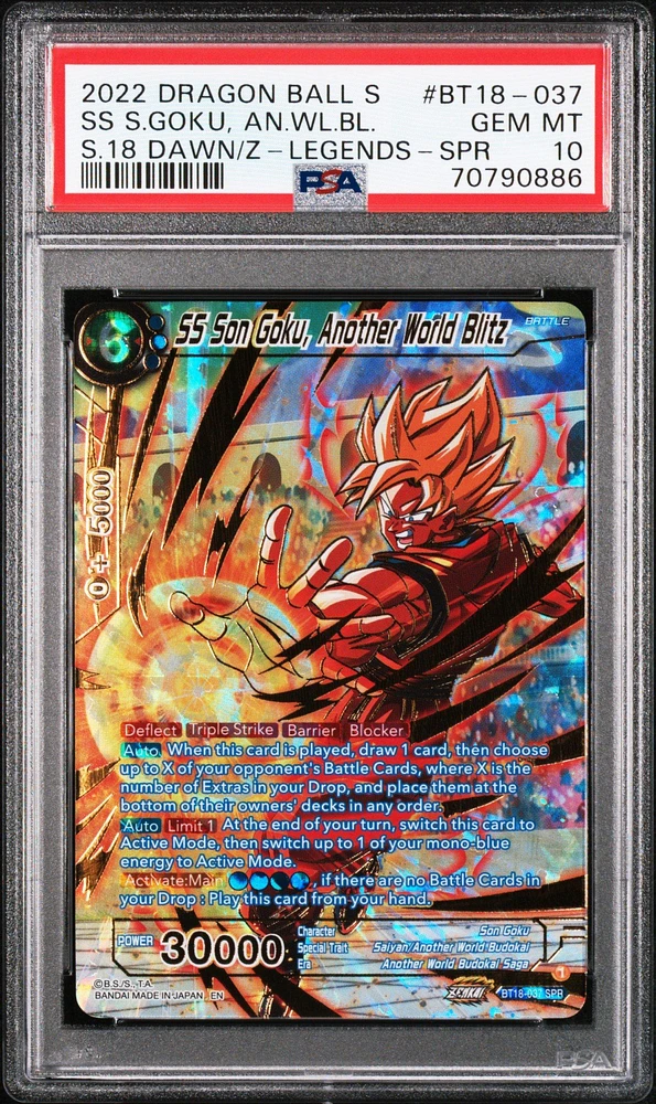 2022 Dragon Ball Super Card Game Series 18 Dawn Of The Z-legends Bt18-037 Ss Son Goku, Another World Blitz Special Rare PSA 10