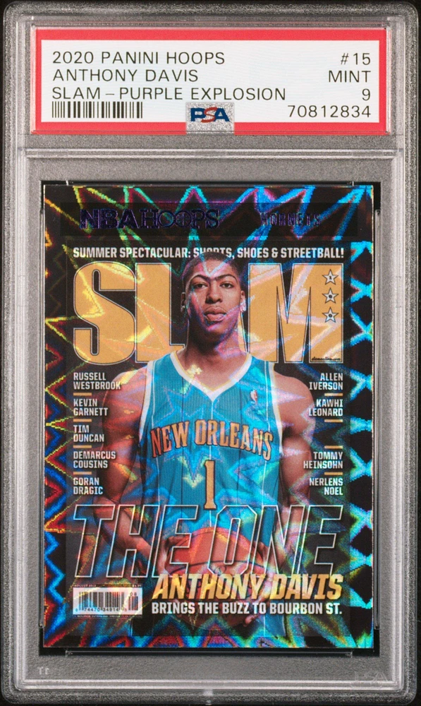 2020 Panini Hoops Slam 15 Anthony Davis Purple Explosion PSA 9