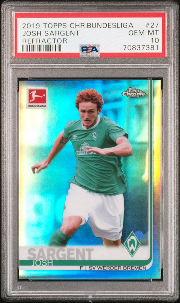2019 Topps Chrome Bundesliga 27 Josh Sargent Refractor PSA 10