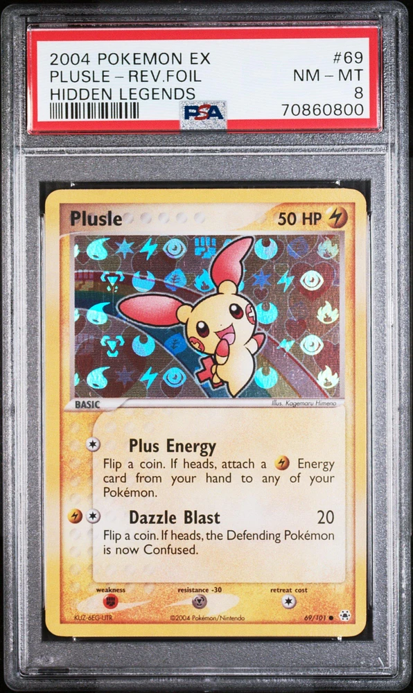 2004 Pokemon Ex Hidden Legends 69 Plusle-reverse Foil PSA 8