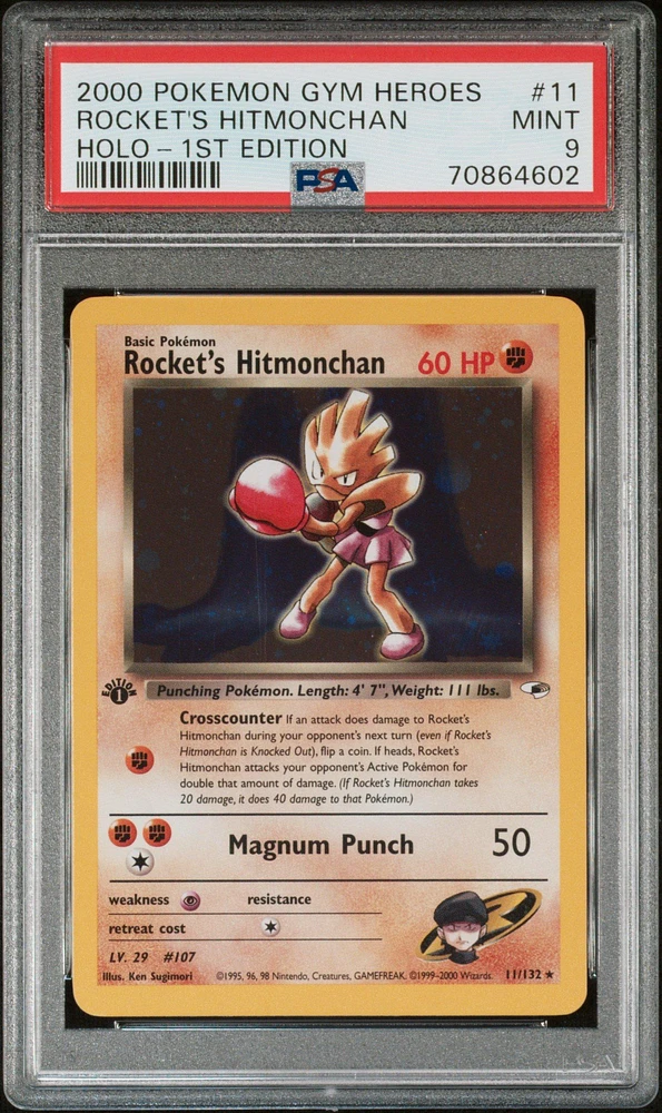 2000 Pokemon Gym Heroes 11 Rocket's Hitmonchan PSA 9