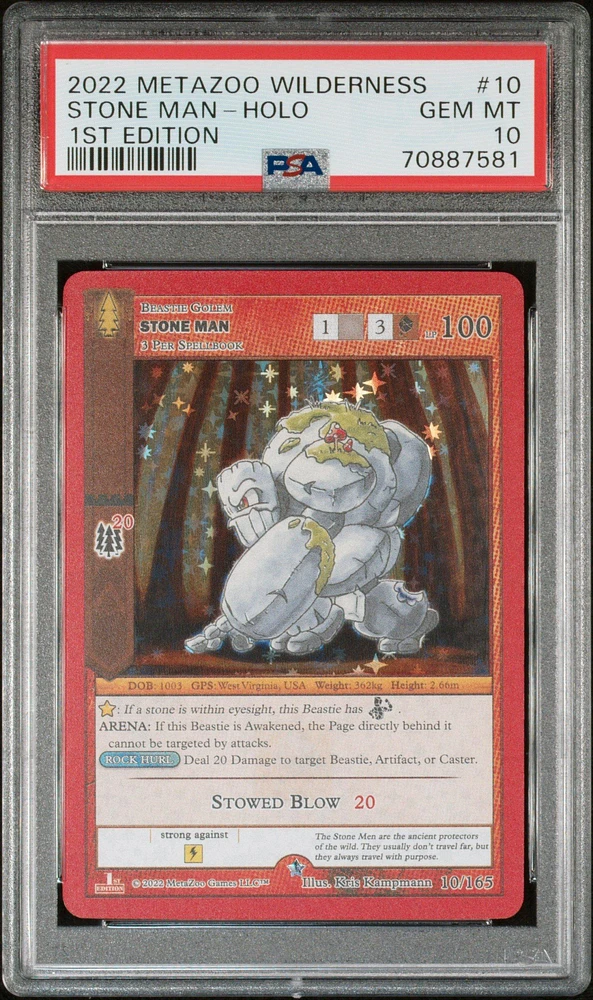 2022 Metazoo Wilderness 10 Stone Man-holo 1st Edition PSA 10