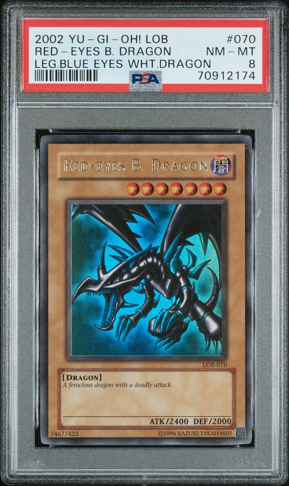 2002 Yu-gi-oh! Lob-legend Of Blue Eyes White Dragon 070 Red PSA 8