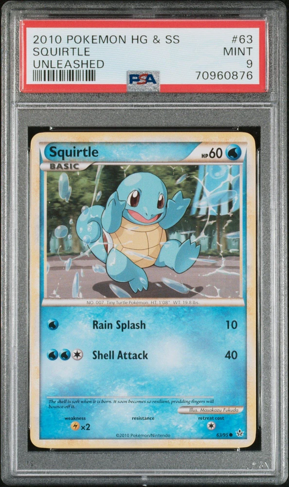 2010 Pokemon Heartgold & Soulsilver Unleashed 63 Squirtle PSA 9