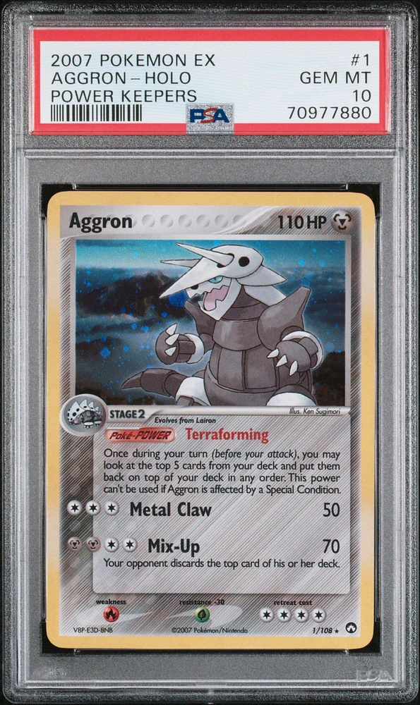 2007 Pokemon Ex Power Keepers 1 Aggron-holo PSA 10