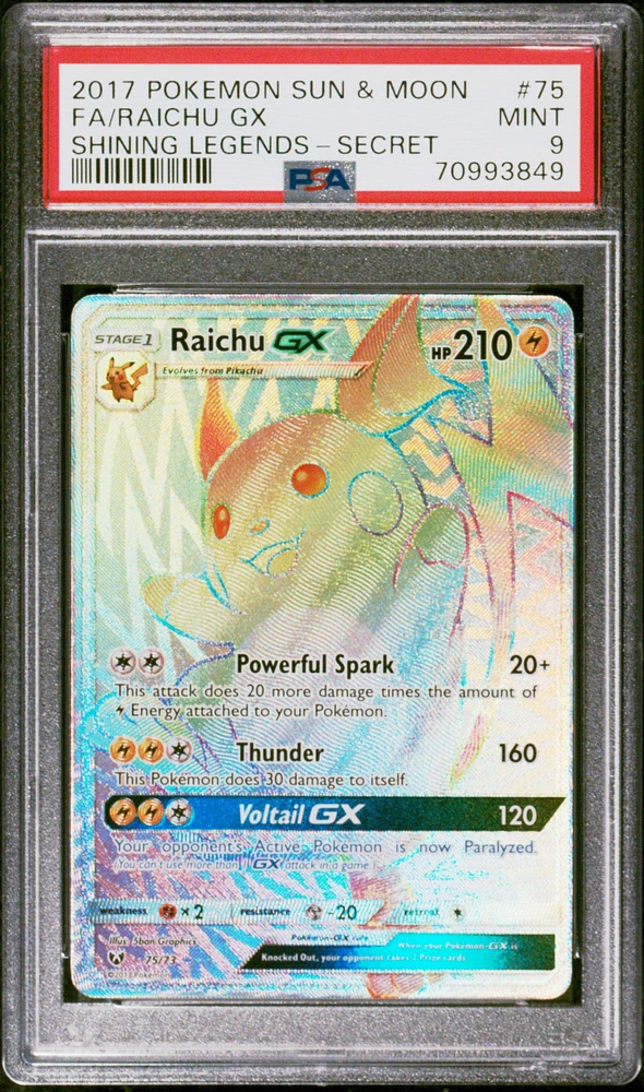 2017 Pokemon Sun & Moon Shining Legends 75 Fa/raichu Gx PSA 9