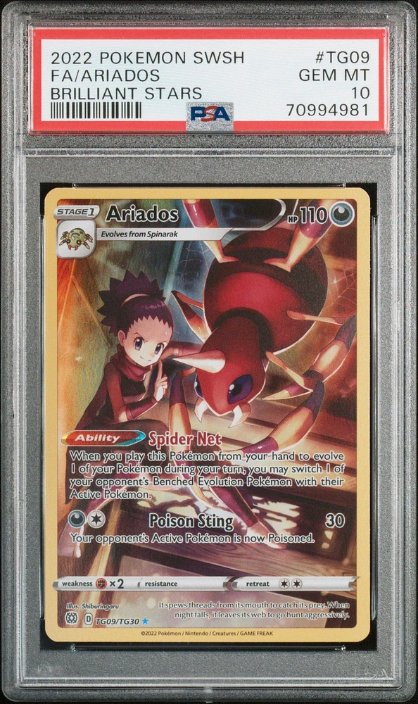 2022 Pokemon Sword & Shield Brilliant Stars Tg09 Fa/ariados PSA 10