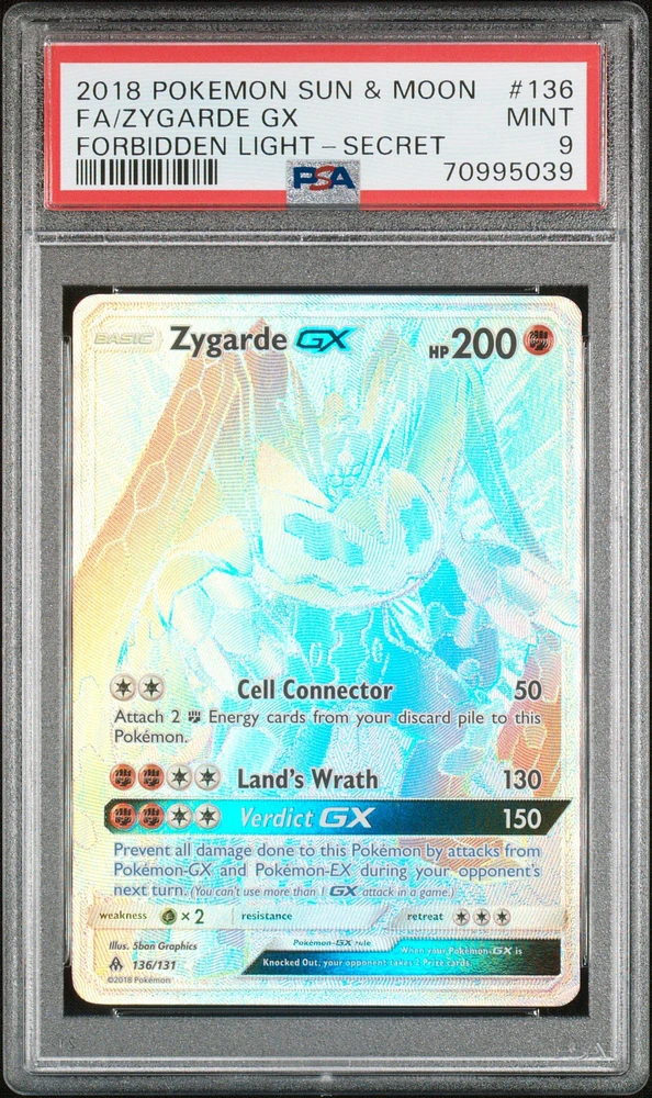 2018 Pokemon Sun & Moon Forbidden Light 136 Fa/zygarde Gx PSA 9