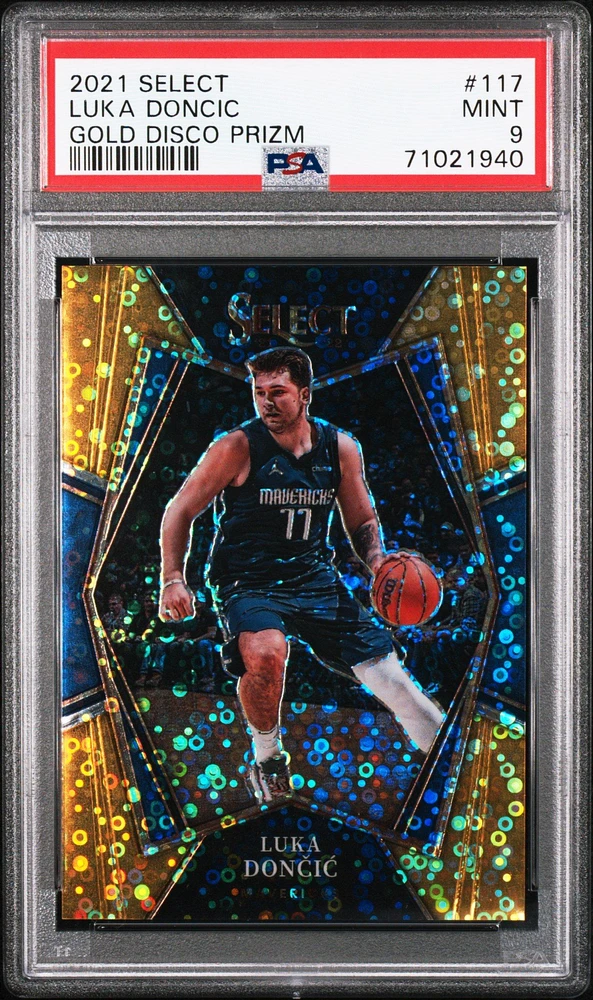 2021 Panini Select 117 Luka Doncic Gold Disco Prizm PSA 9