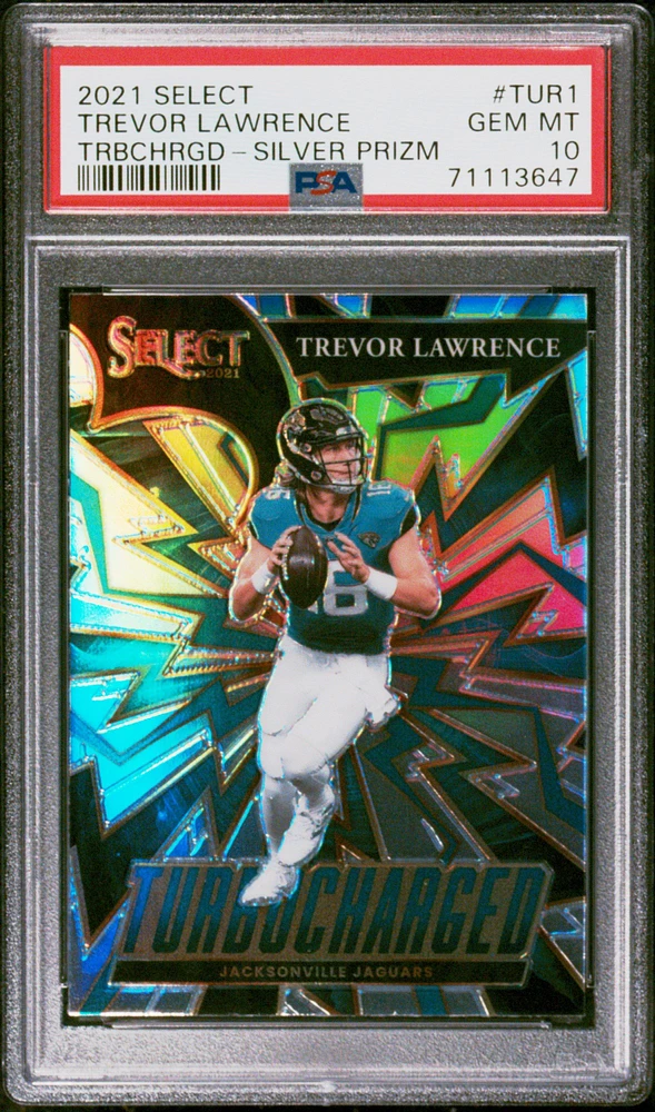 2021 Panini Select Turbocharged Tur1 Trevor Lawrence Silver Prizm PSA 10