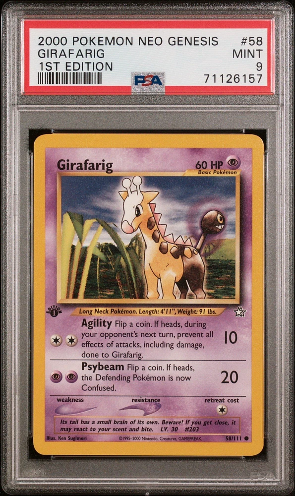 2000 Pokemon Neo Genesis 1st Edition 58 Girafarig PSA 9