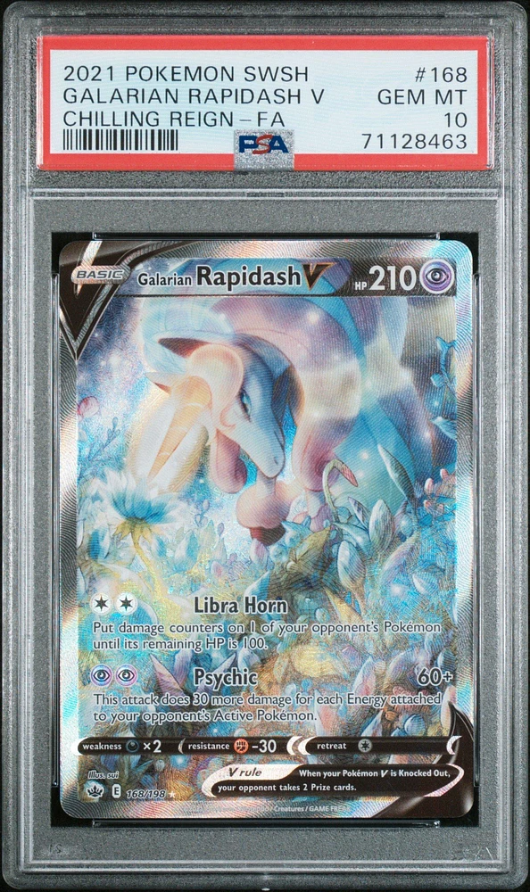 2021 Pokemon Sword & Shield Chilling Reign 168 Galarian Rapidash V PSA