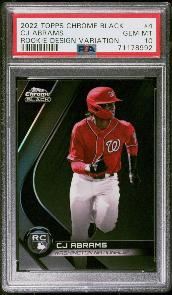 2022 Topps Chrome Black Rookie Design Variations 4 Cj Abrams PSA 10