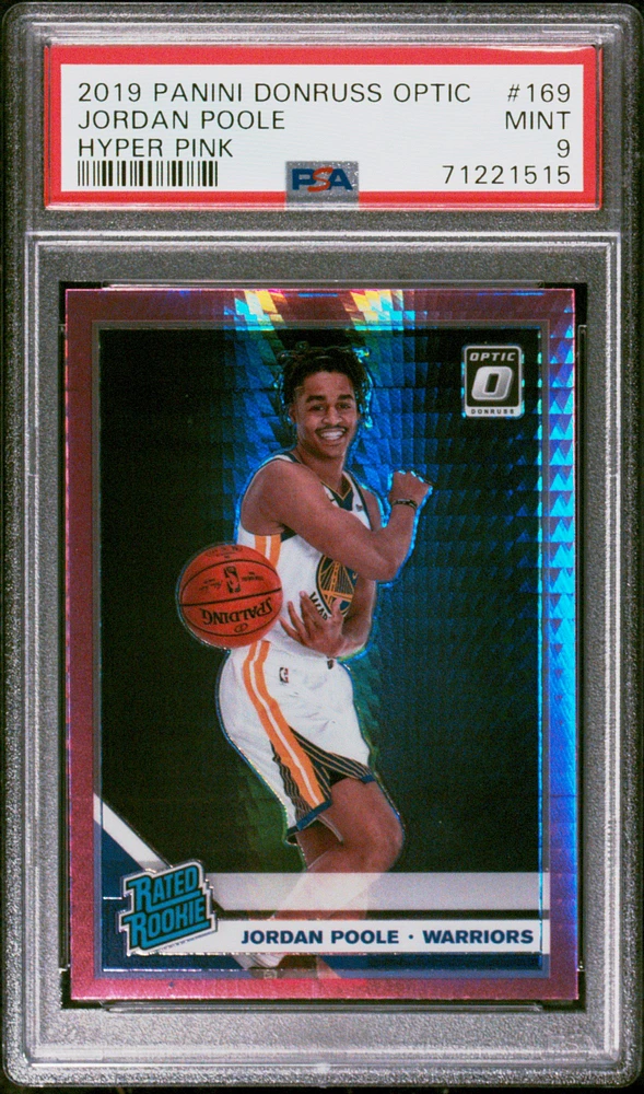 2019 Panini Donruss Optic 169 Jordan Poole Hyper Pink PSA 9