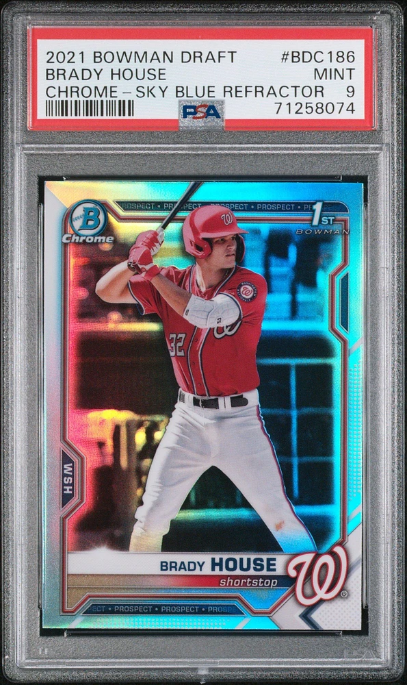 2021 Bowman Draft Bdc186 Brady House Chrome-sky Blue Refractor PSA 9